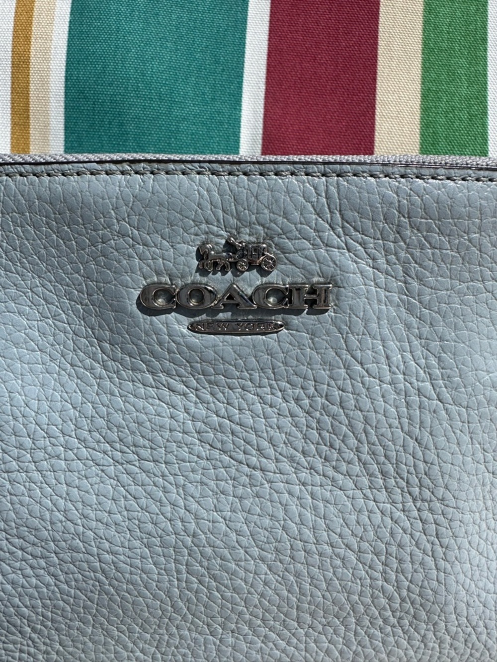 Coach Light Blue Pebbled Leather Crossbody Bag with Silver Hardware - Picture 4 of 9